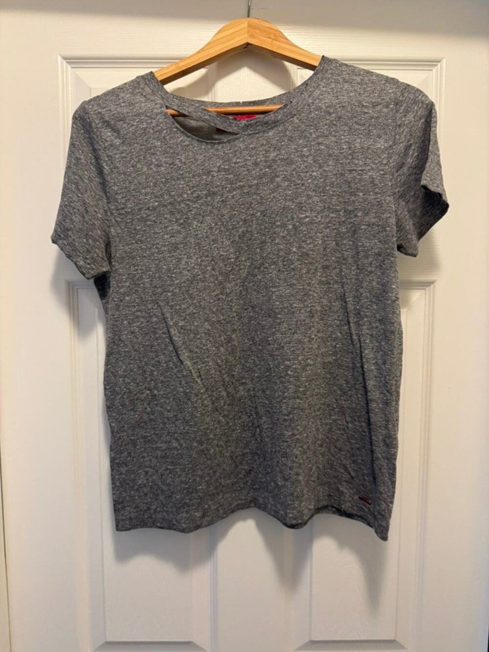 n:PHILANTHROPY Cutout Top Women's M Gray Distressed Raw Edge Grunge Tee